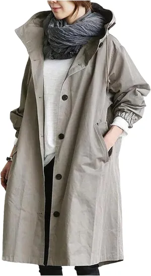 Womens Rain Jackets Waterproof with Hood Plus Size Long Raincoat Lightweight Hooded Windbreaker Jackets