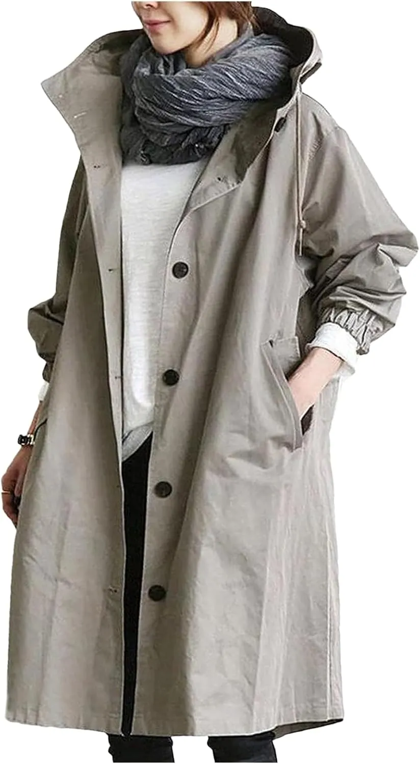 Womens Rain Jackets Waterproof with Hood Plus Size Long Raincoat Lightweight Hooded Windbreaker Jackets