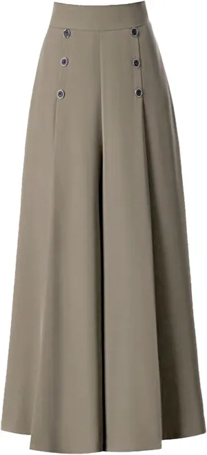 Women's Solid Flowy High Waist Pleade Cropped Trousers Cotton Lightweihgt Straight Plus Size Casual Business Pants