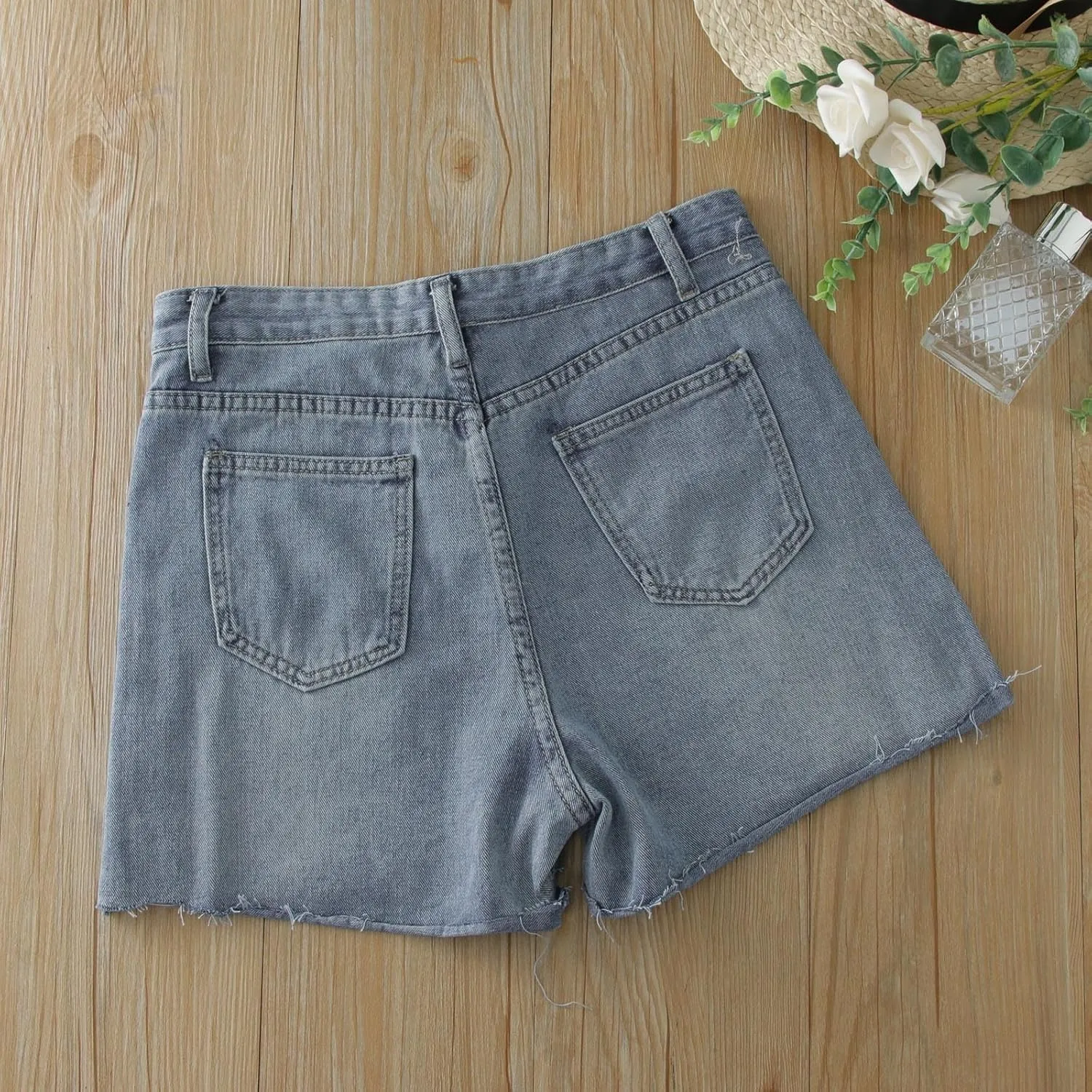 Women's Summer Denim high Waisted Drawstring Jeans Shorts with Pockets Women Cotton Shorts Underwear