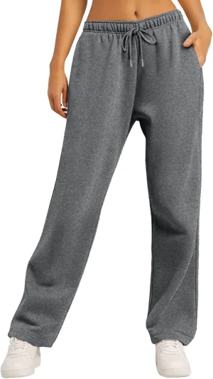 Womens Sweatpants Plus Size Bottoms Joggers Stretch Drawstring Preppy Straight Leg Basics Pants Trousers