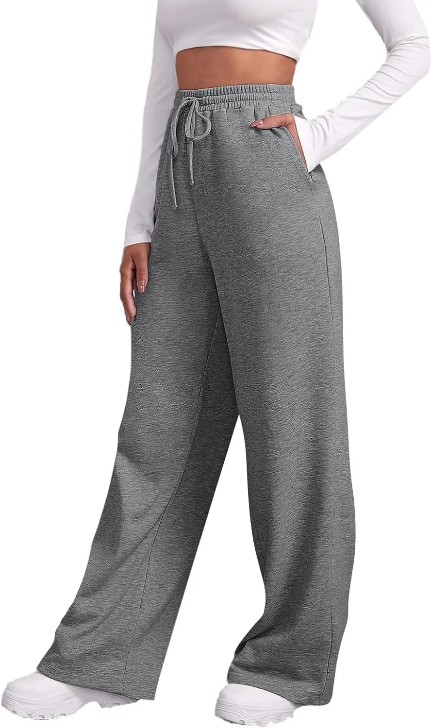 Womens Sweatpants Plus Size Bottoms Joggers Stretch Drawstring Preppy Straight Leg Basics Pants Trousers