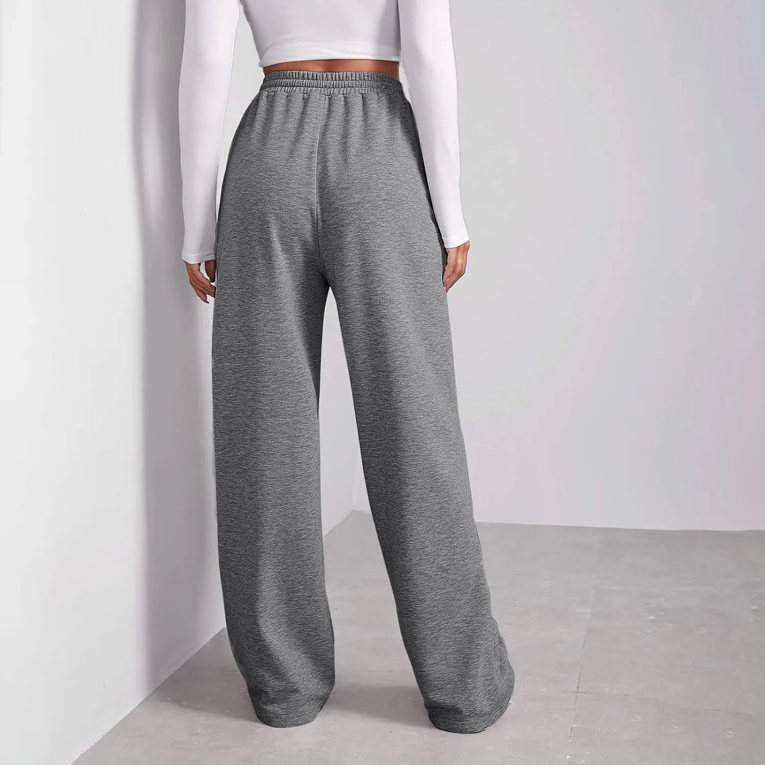 Womens Sweatpants Plus Size Bottoms Joggers Stretch Drawstring Preppy Straight Leg Basics Pants Trousers