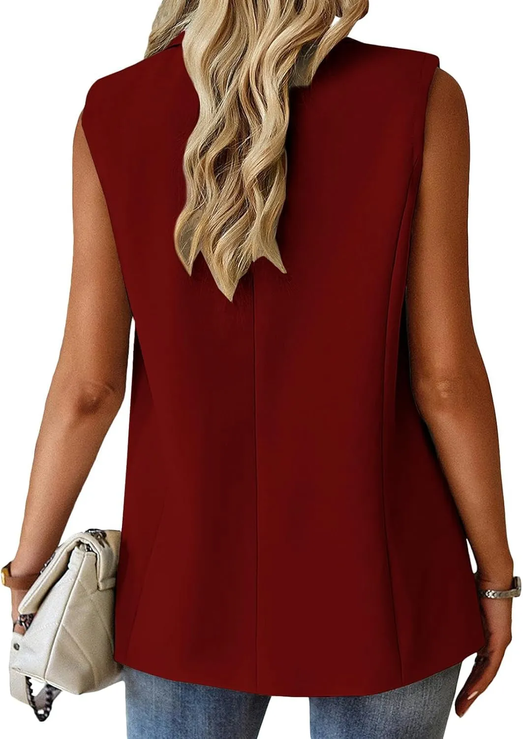 Womens Vest Casual Sleeveless Blazers Open Front Summer Jackets Lightweight Work Business Blazers with Pockets