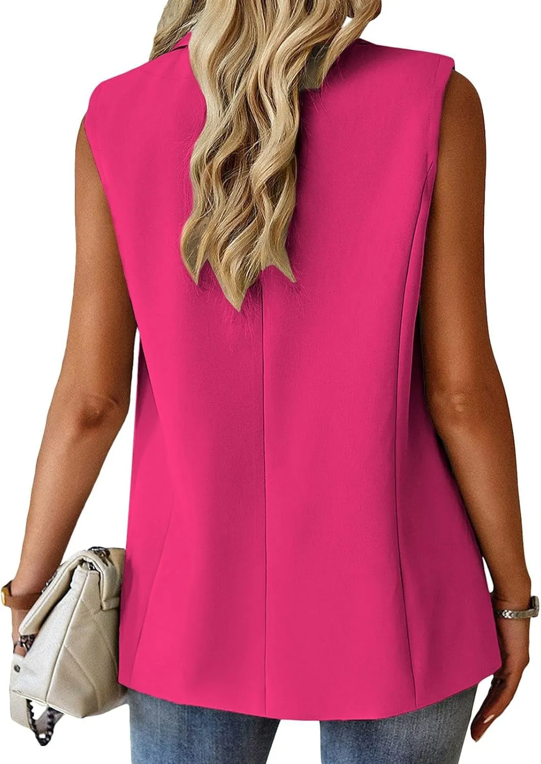 Womens Vest Casual Sleeveless Blazers Open Front Summer Jackets Lightweight Work Business Blazers with Pockets