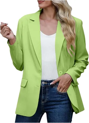 Women's Work Office Blazer Business Casual Lightweight Jackets Long Sleeve Open Front Slim Fit Button Lapel Blazer