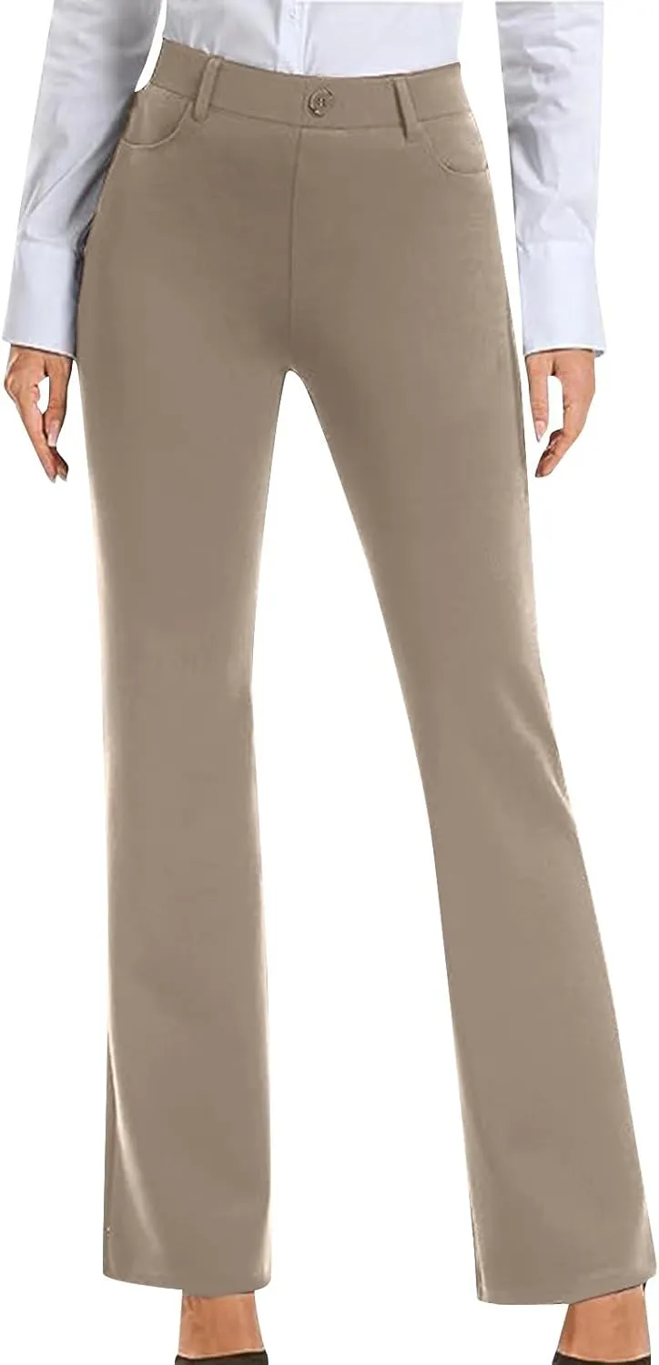 Womens Work Pants Business Casual Dress Pants Bootcut Trousers Pants with Pockets Ladies High Waisted Pants