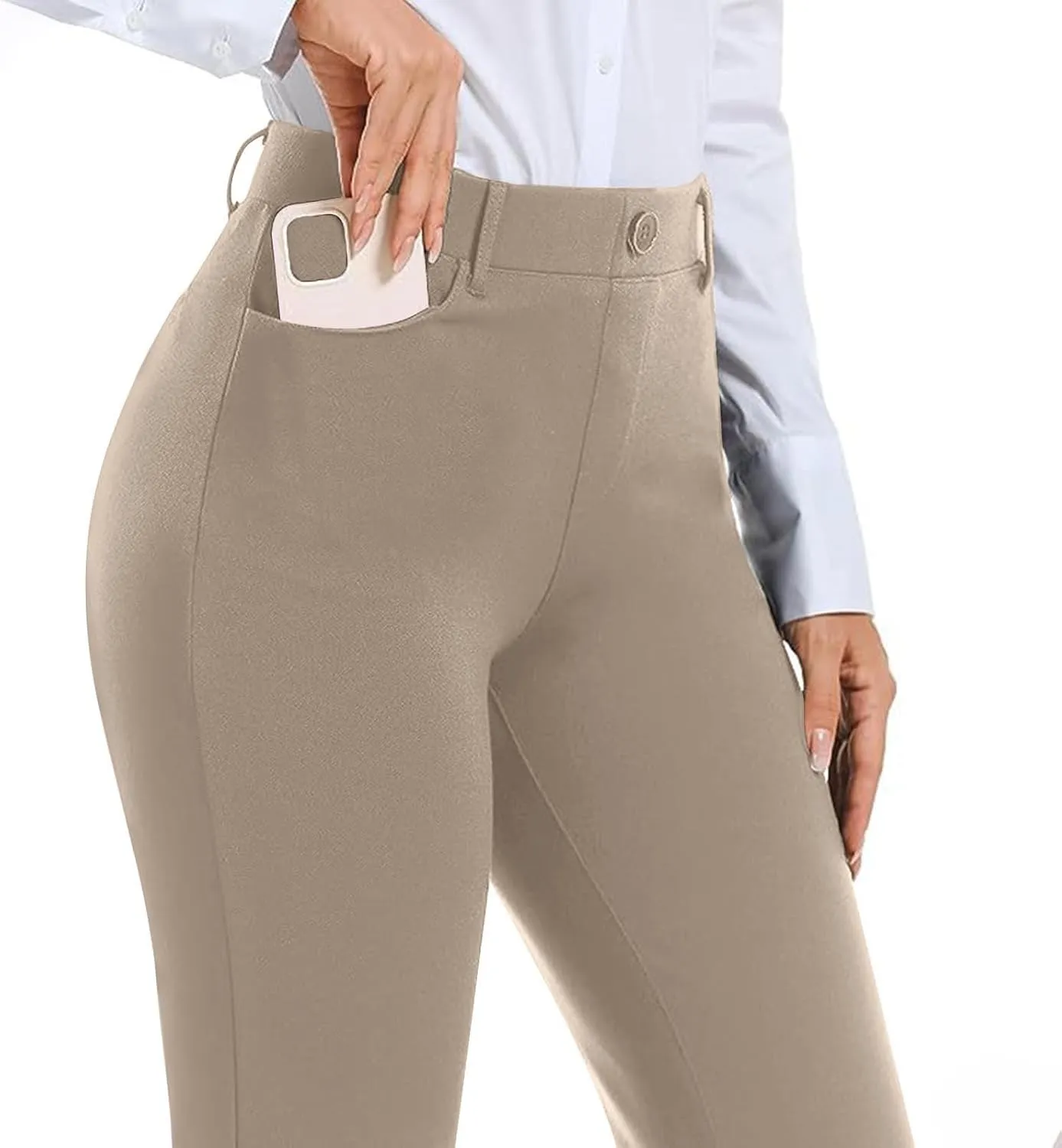 Womens Work Pants Business Casual Dress Pants Bootcut Trousers Pants with Pockets Ladies High Waisted Pants