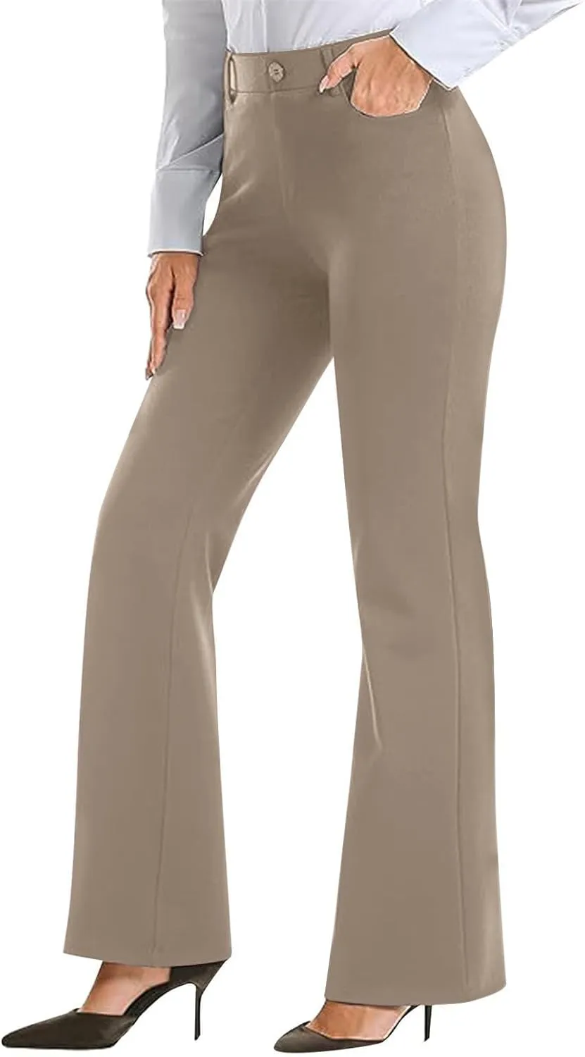 Womens Work Pants Business Casual Dress Pants Bootcut Trousers Pants with Pockets Ladies High Waisted Pants