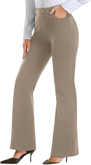 Womens Work Pants Business Casual Dress Pants Bootcut Trousers Pants with Pockets Ladies High Waisted Pants