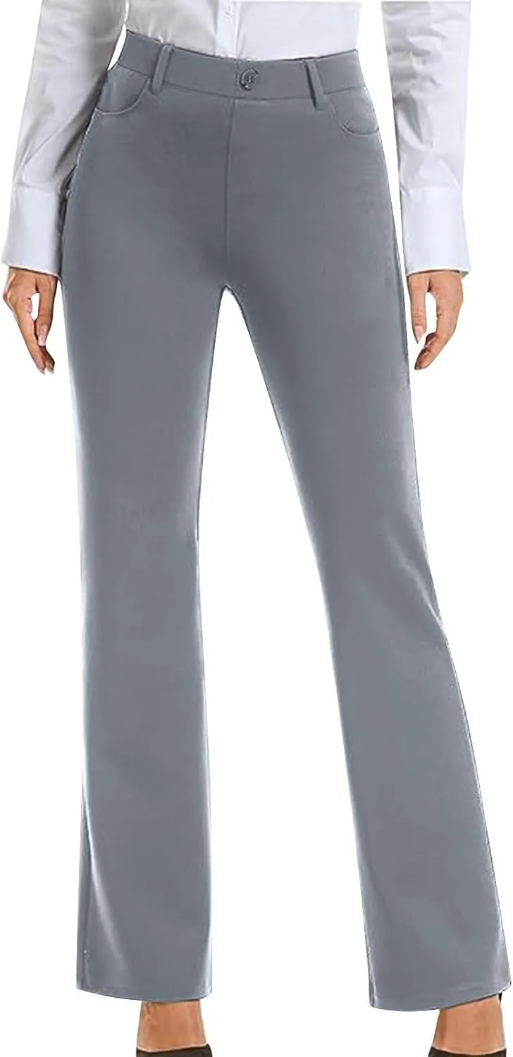 Womens Work Pants Business Casual Dress Pants Bootcut Trousers Pants with Pockets Ladies High Waisted Pants