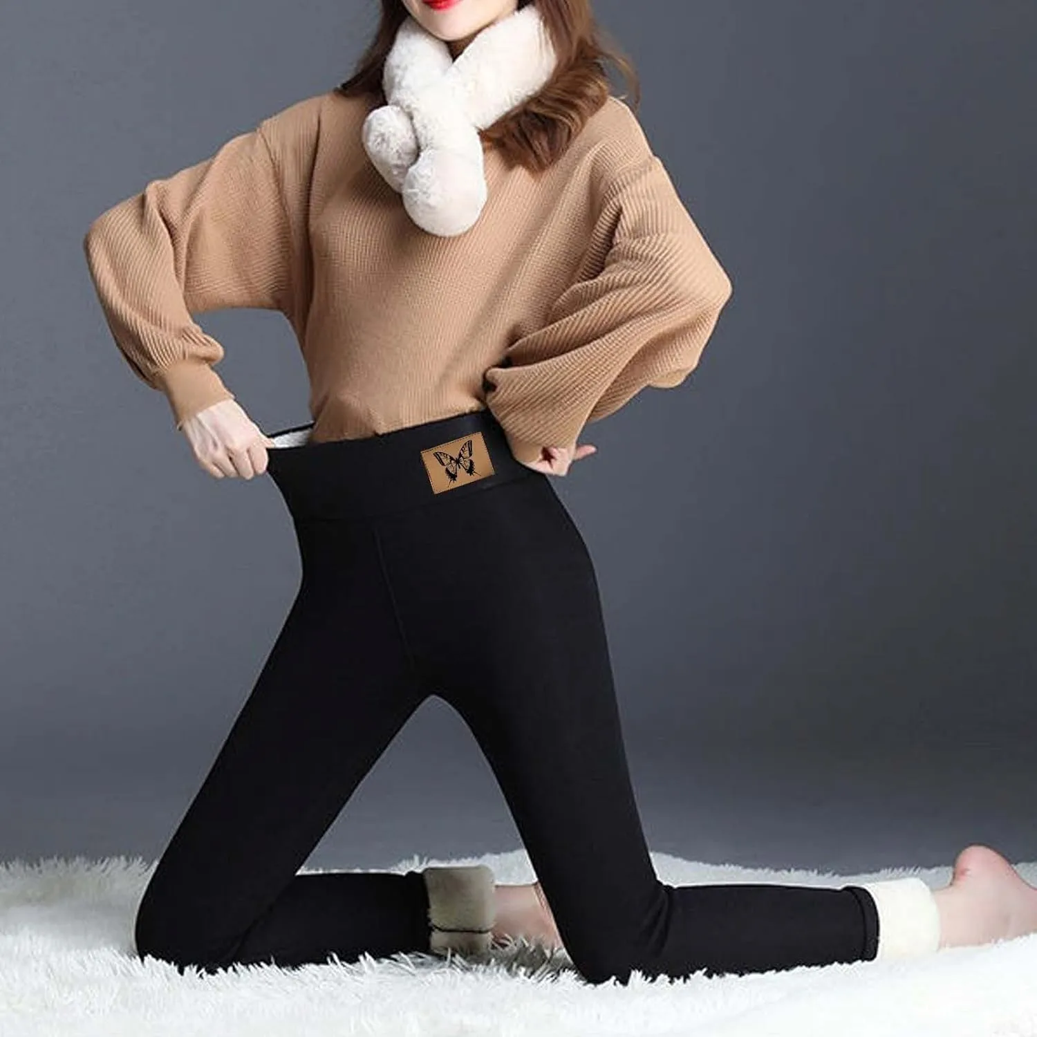 Womens Workout Leggings Tummy Control Fleece Lined Leggings Compression Pants High Waisted Leggings Thick Winter Pants