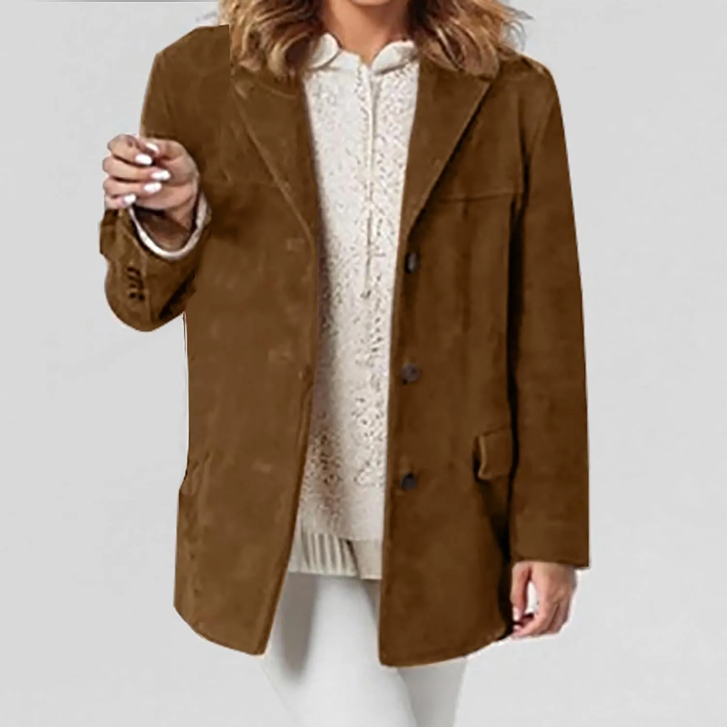 Xiaojmake Women's Suede Blazer Jacket Oversized Old Money Aesthetic Faux Leather Coat Fall Fashion Trends Y2k Outerwear