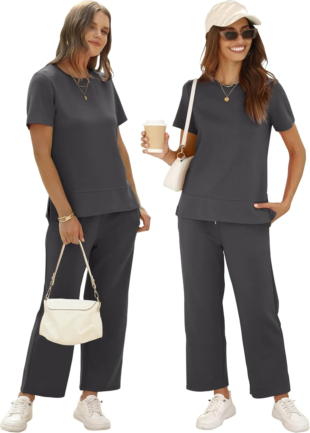 XIEERDUO Women's 2 Piece Lounge Set Fashion Travel Outfits Vacation Tracksuit Comfy Wide Leg Airport Loungewear S-3XL