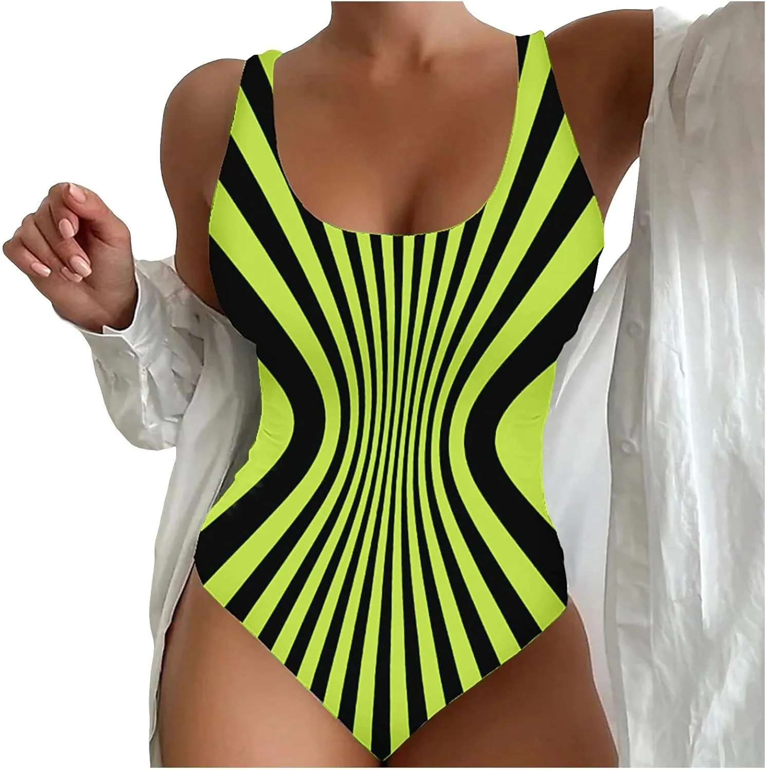 XRCQCAD Women's One Piece Swimsuits Tummy Control Monokini High Waisted Bathing Suit Plus Size Backless Swimwear