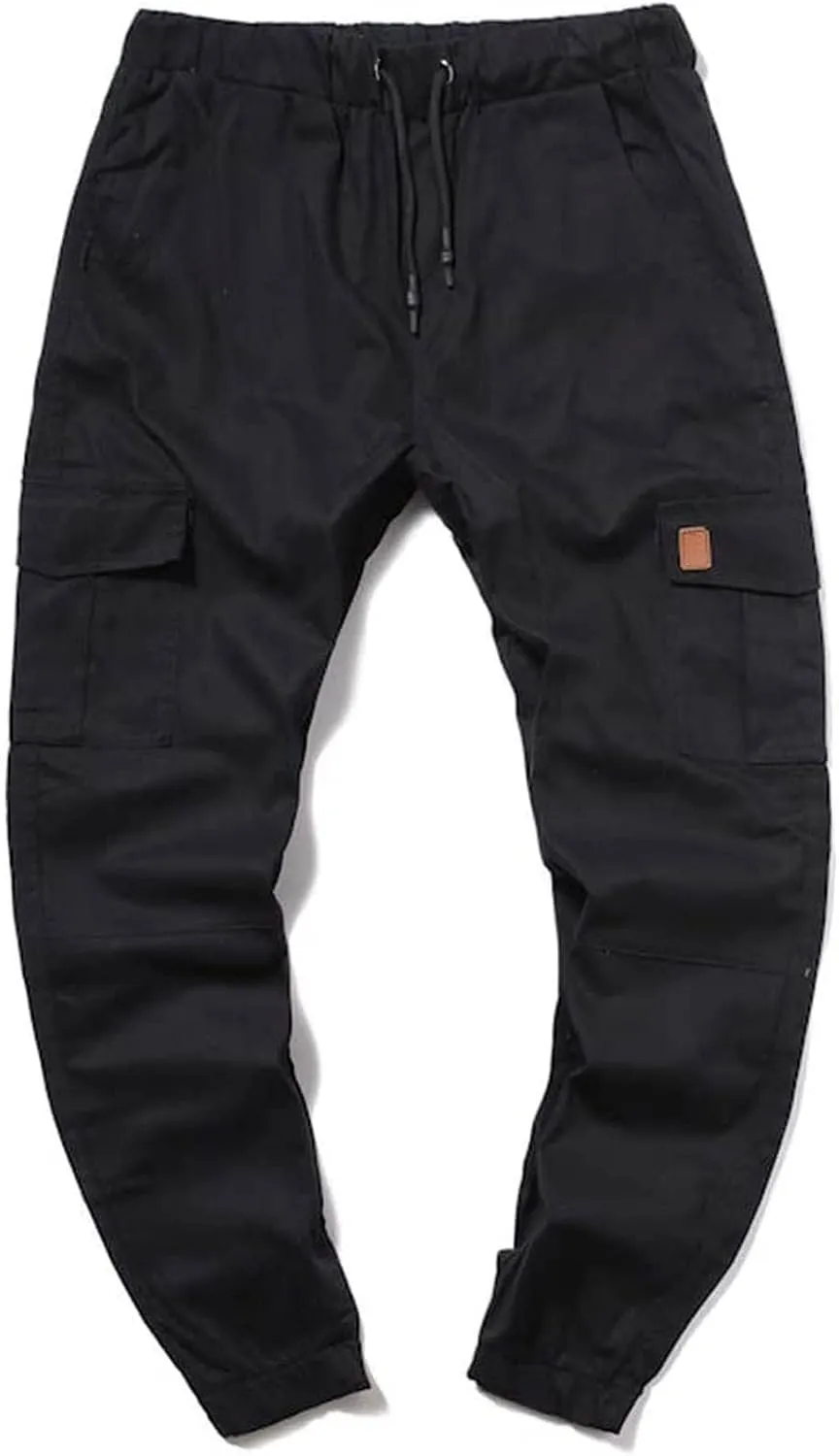 XUNRYAN Cargo Pants Men with Multi Pockets Casual Sweatpants Drawstring Joggers Outdoor Hiking Fishing Pants Activewear
