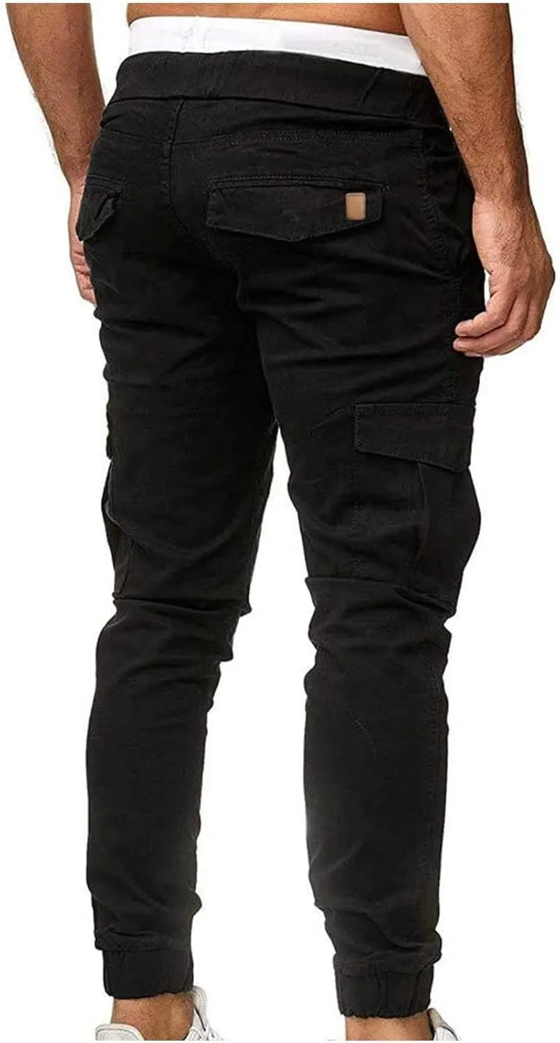 XUNRYAN Cargo Pants Men with Multi Pockets Casual Sweatpants Drawstring Joggers Outdoor Hiking Fishing Pants Activewear