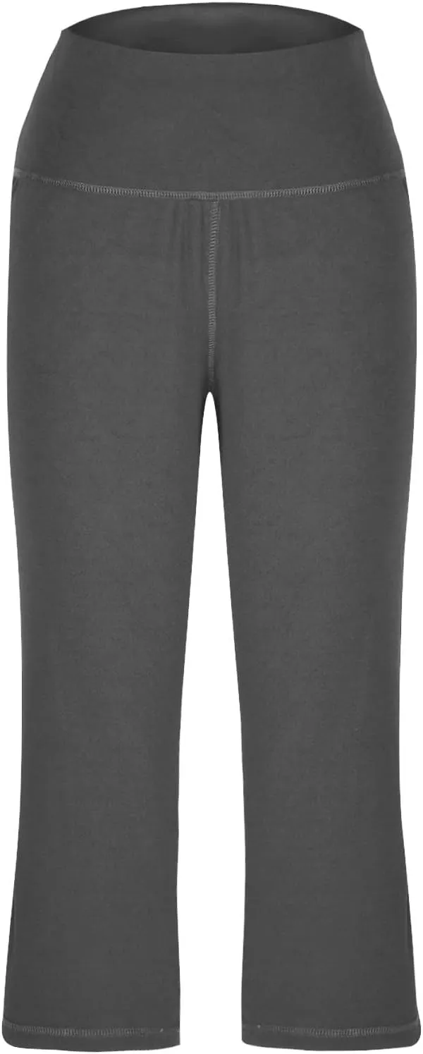 XUNRYAN Womens Capri Leggings Yoga Pants High Waist Crop Athletic Workout Gym Straight Leg Trousers Activewear with Pockets