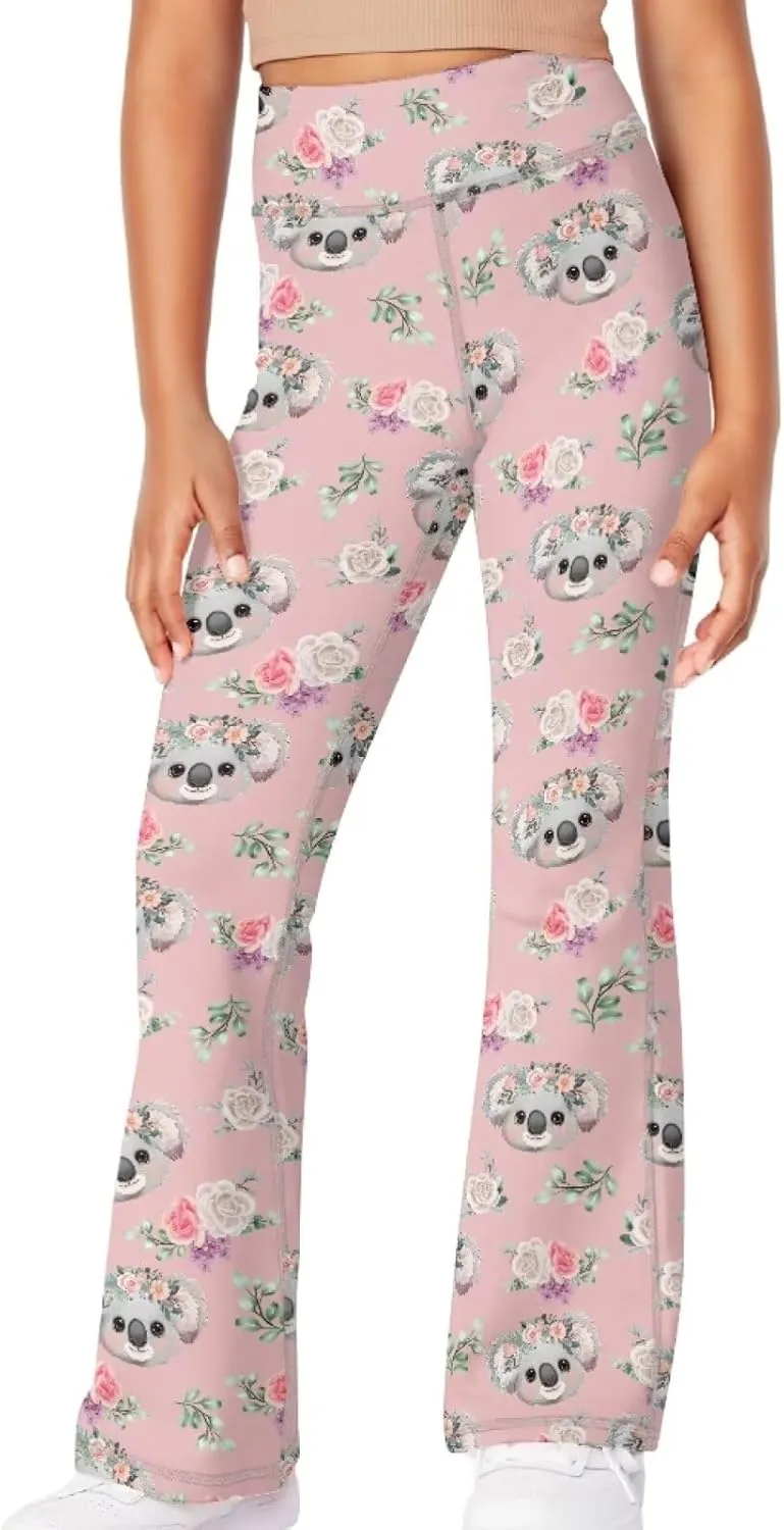Yewattles Girl Bootcut Yoga Leggings Tummy Control High Waisted Leggings Flare Yoga Pants Soft Sweatpants 5-14 Years