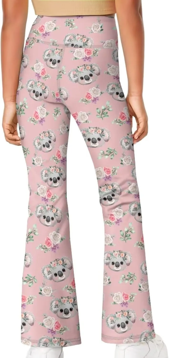 Yewattles Girl Bootcut Yoga Leggings Tummy Control High Waisted Leggings Flare Yoga Pants Soft Sweatpants 5-14 Years