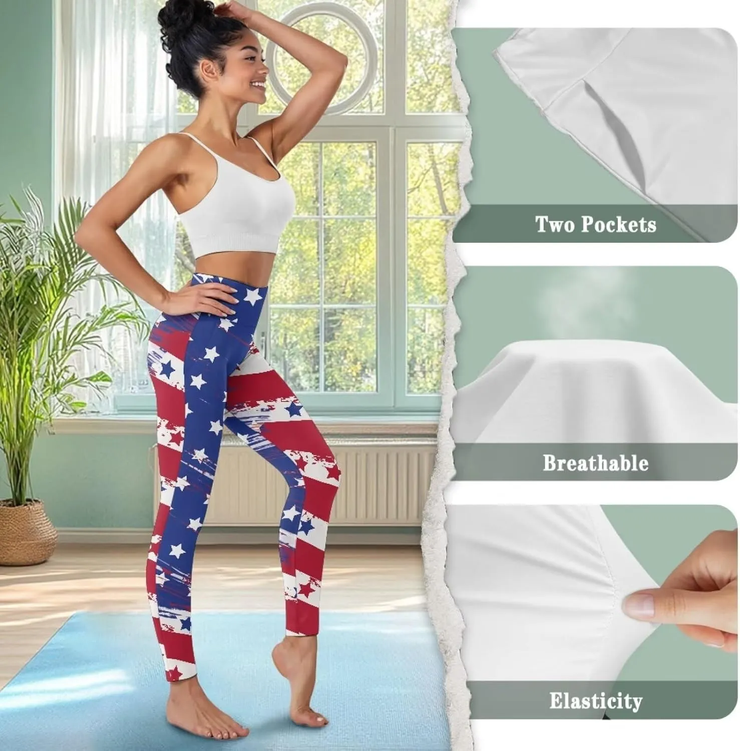 Yoga Pants Women Plus Size Leggings with Pockets Tummy Control Activewear Leggings for Womens