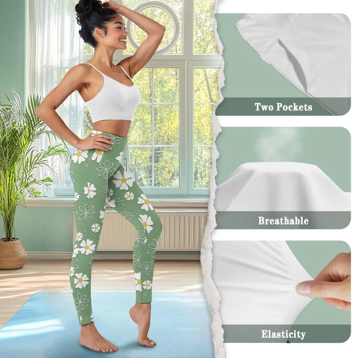 Yoga Pants Women Tummy Control Leggings High Waist Yoga Pant Compression Leggings Soft Comfy Workout Yoga Leggings