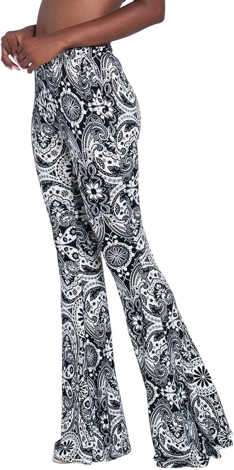 YUZIBAO Women's Flare Yoga Leggings High Waisted Boho Palazzo Wide Leg Pants Bell Bottoms