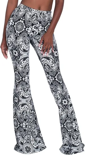 YUZIBAO Women's Flare Yoga Leggings High Waisted Boho Palazzo Wide Leg Pants Bell Bottoms