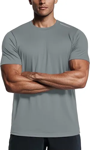 Zengjo Mens Athletic Shirts Moisture Wicking Short Sleeve Quick Dry Workout T-Shirt for Gym Running Exercise